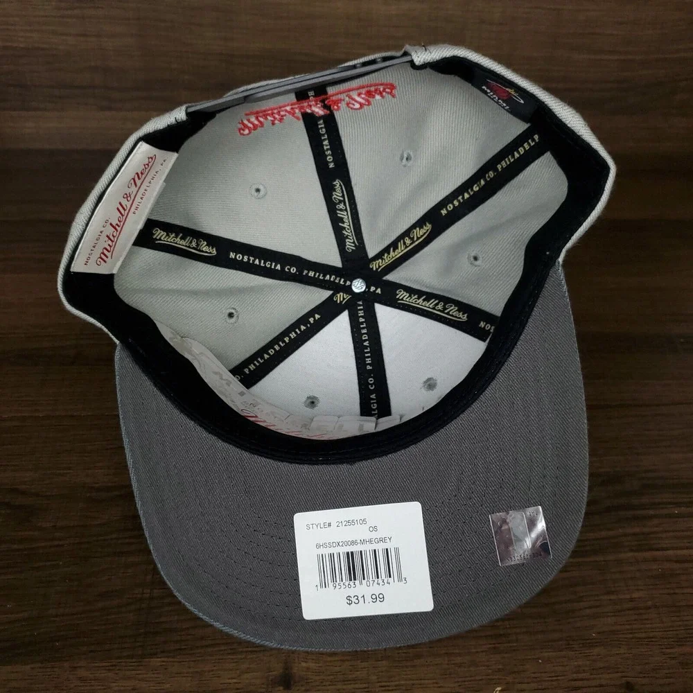 Miami Heat Mitchell‎ & Ness NBA Snapback Hat Cap 3D Logo Gray Dark Gray NWT
